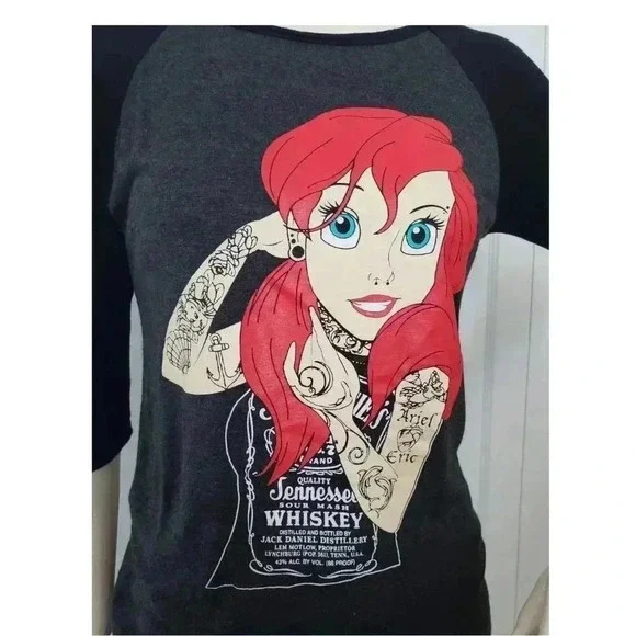 Punk Ariel Disney 3/4 sleeve shirt Whiskey Ariel - Picture 3 of 7